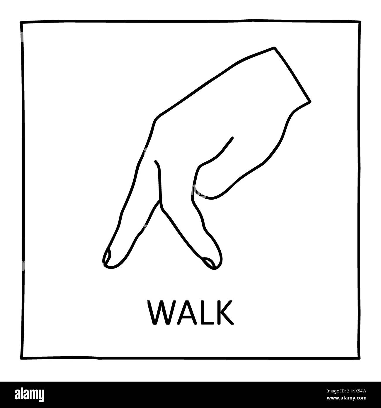 Icône Doodle Walk. Symbole de geste dessiné à la main. Élément de design graphique de style art. Approbation, vote, amour, concept de geste préféré. Illustrateur de vecteur Banque D'Images
