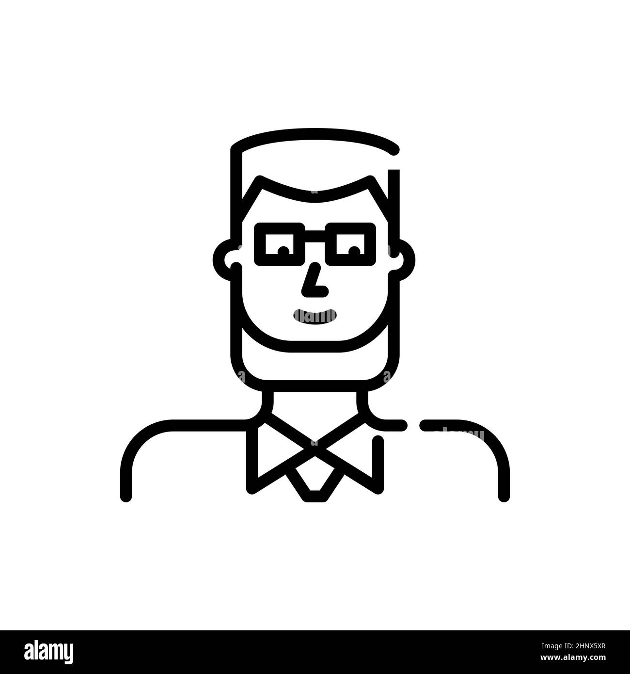 Jeune homme professionnel portant des lunettes et une barbe. Pixels Perfect, icônes de contour modifiables Illustration de Vecteur