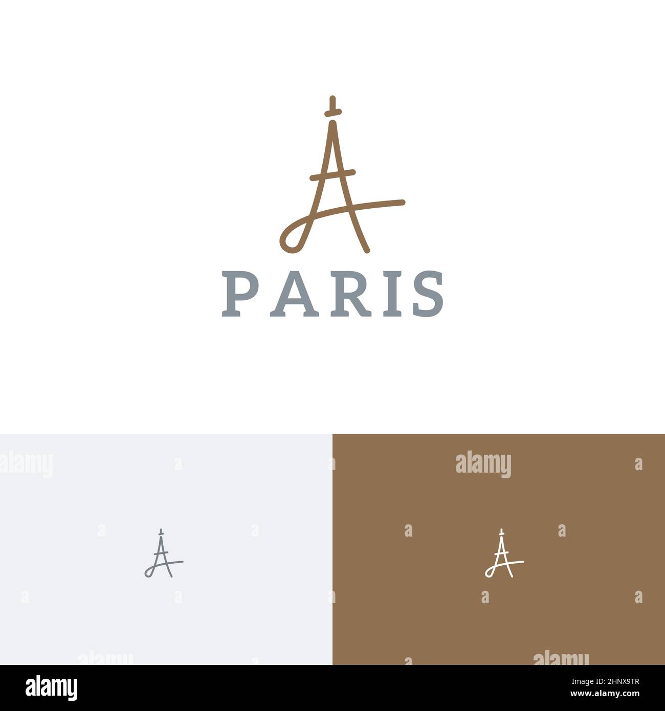 Paris France Tour Eiffel Agence de vacances de voyage Abstract logo Illustration de Vecteur