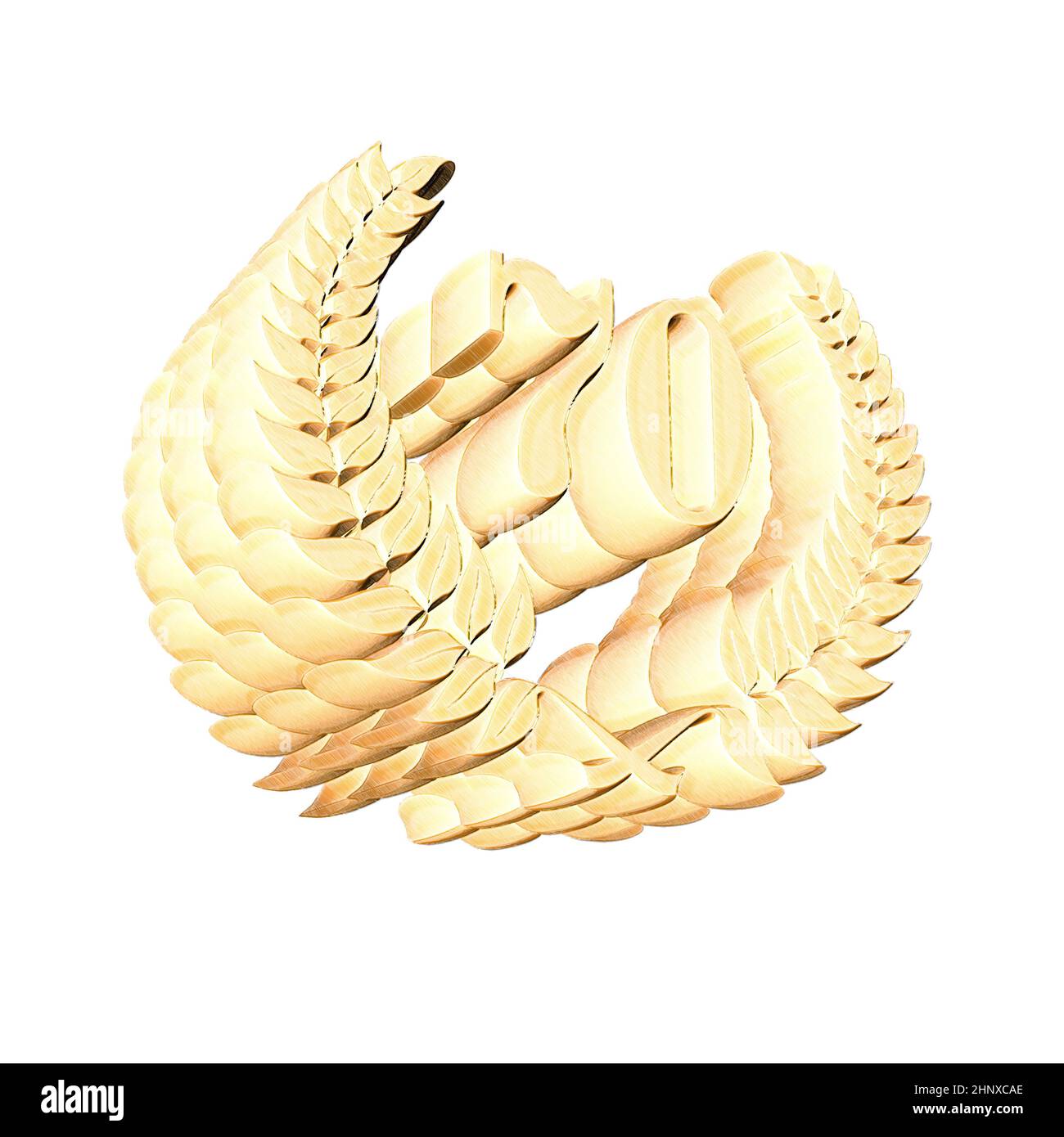 Numéro 70 avec couronne de Laurier ou couronne d'honneur comme 3D-illustration, 3D-rendu Banque D'Images
