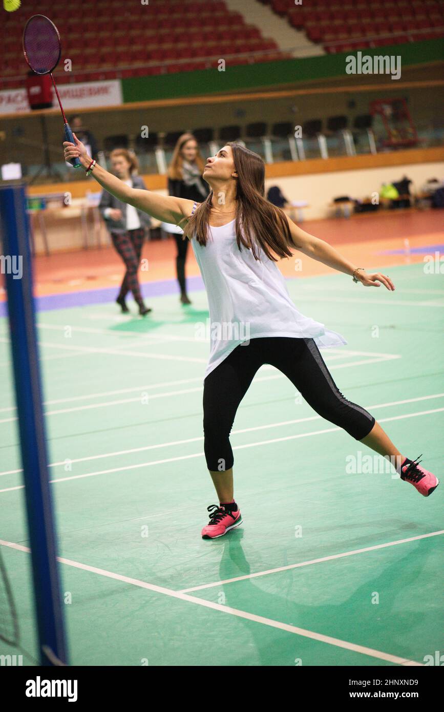 entraînement au badminton Banque D'Images