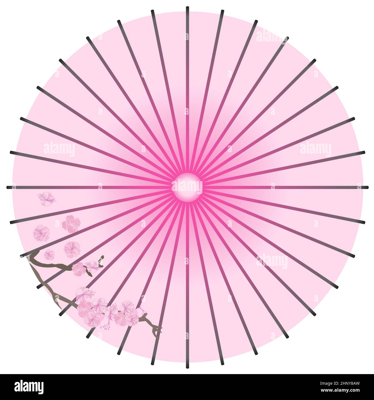 Parapluie japonais traditionnel isolé sur fond blanc Banque D'Images