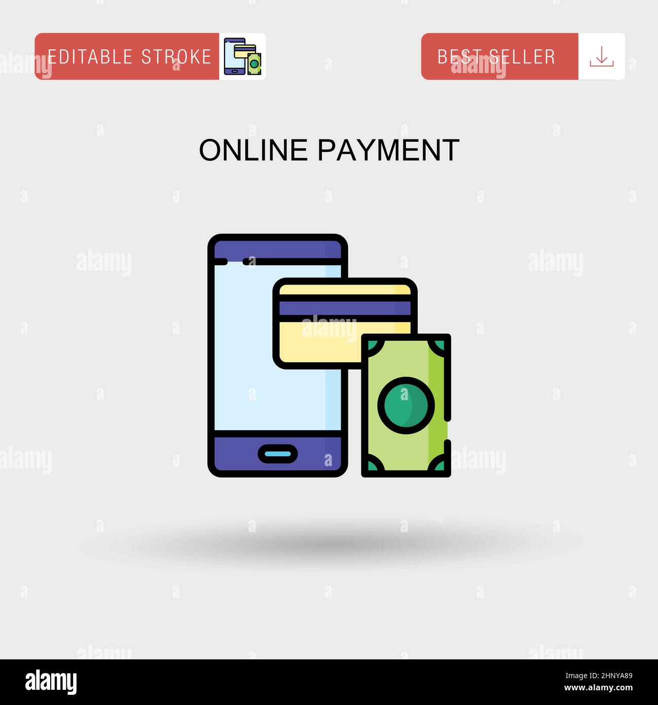Icône de scénario simple de paiement en ligne. Illustration de Vecteur