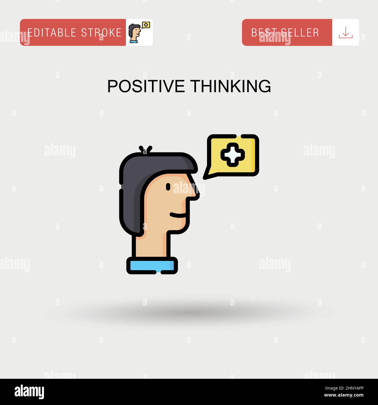 Icône de vecteur simple de pensée positive. Illustration de Vecteur