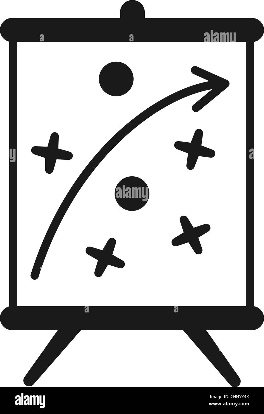 Stratégie d'action en noir et blanc sur une icône de tableau blanc. Illustration vectorielle pour affiche, dépliant, site Web ou décor d'application. Illustration de Vecteur