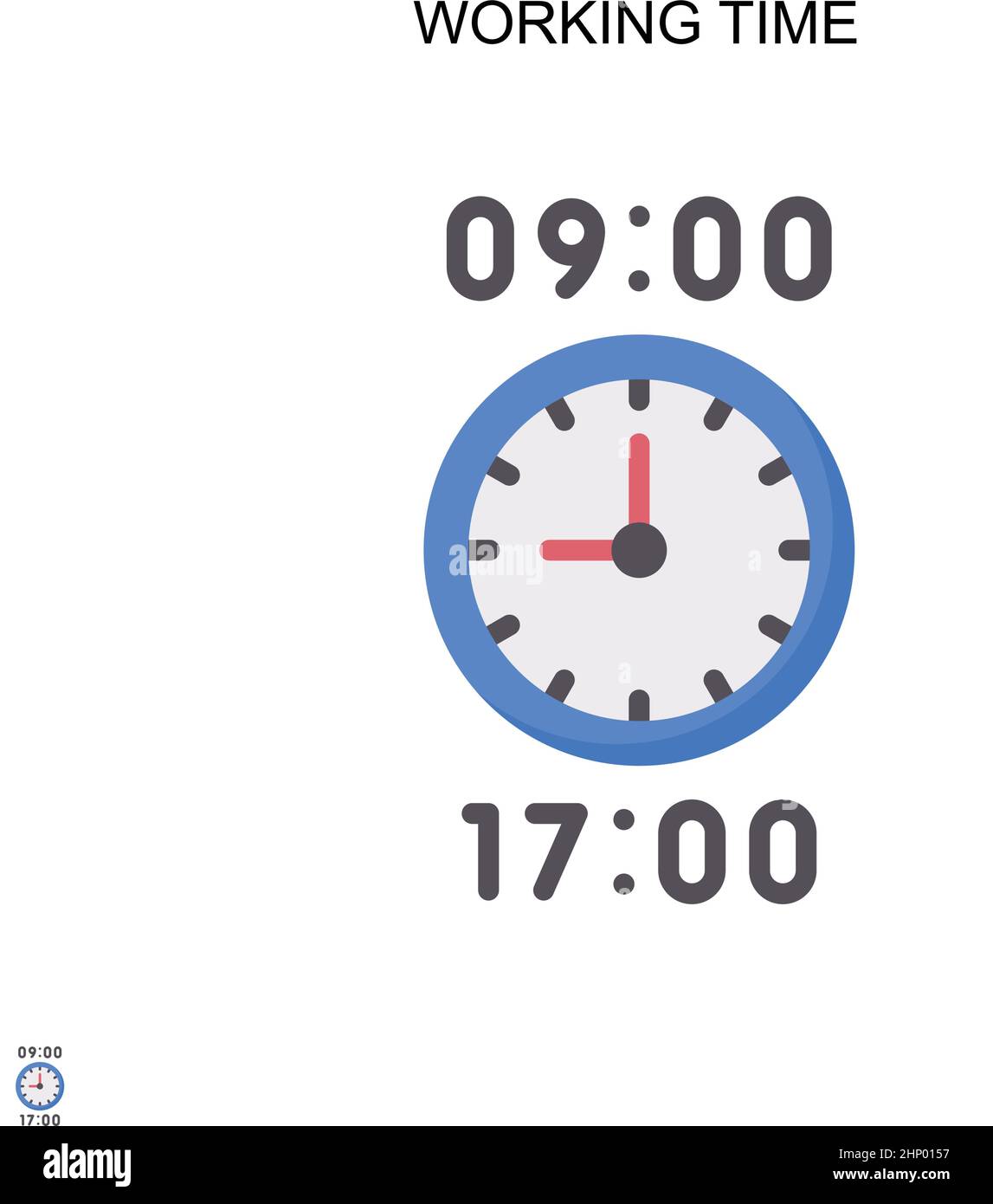 Icône de vecteur simple temps de travail. Modèle de conception de symbole d'illustration pour élément d'interface utilisateur Web mobile. Illustration de Vecteur