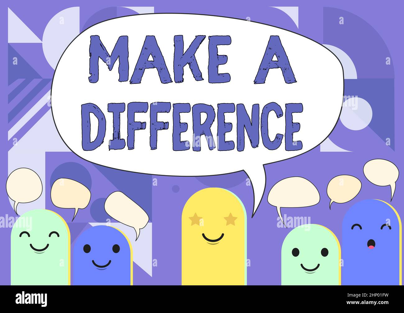 Texte montrant l'inspiration faire une différence, vitrine d'affaires ont un effet significatif ou non sur la personne ou la situation dessin de têtes de dessin avec Banque D'Images