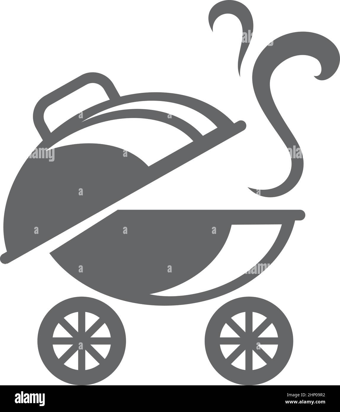 Ouvrir le gril sur les roues avec des conduites de fumée. Icône odeur savoureuse Illustration de Vecteur