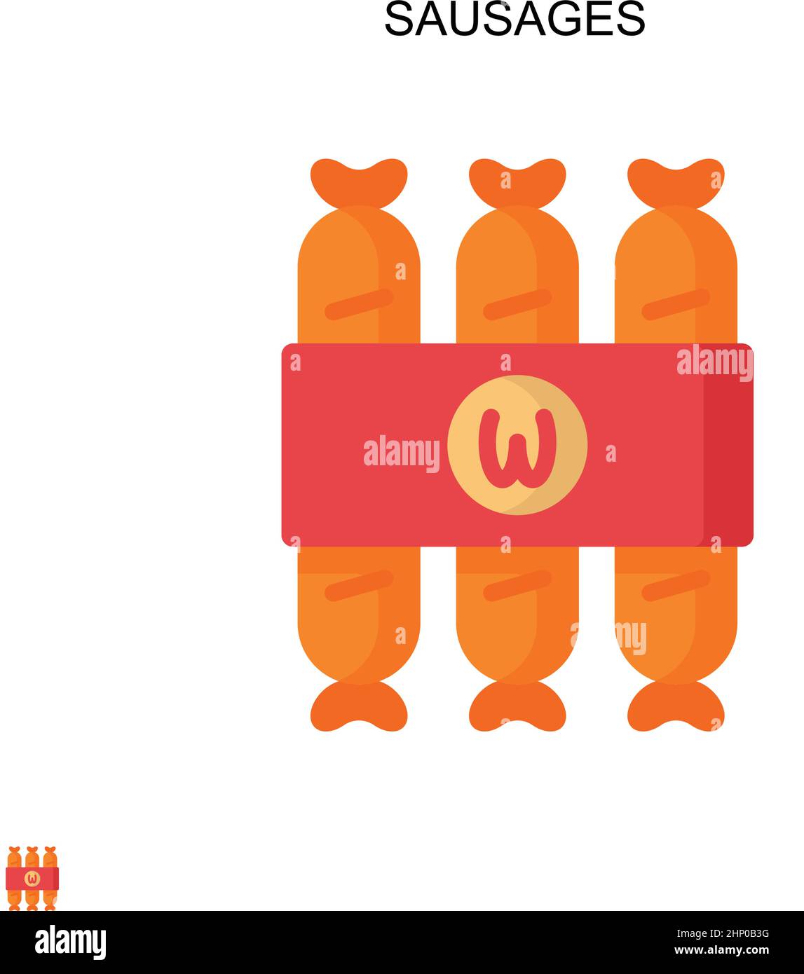 Icône vecteur simple saucisses.Modèle de conception de symbole d'illustration pour élément d'interface utilisateur Web mobile. Illustration de Vecteur