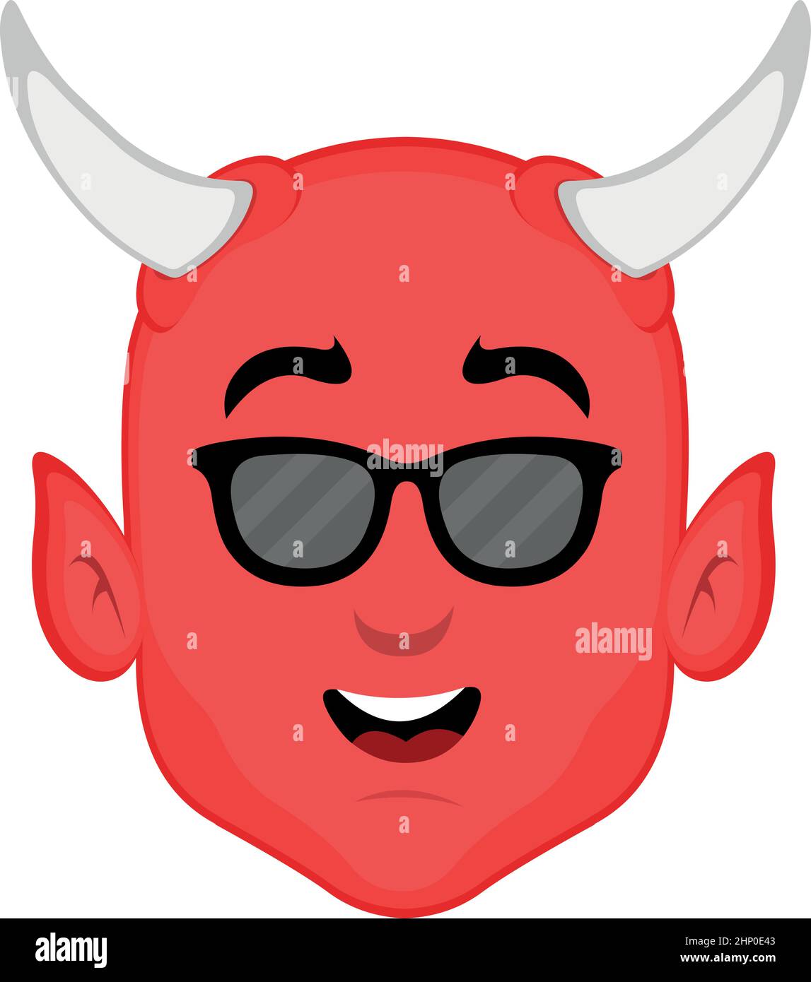 Illustration vectorielle du visage d'un diable de dessin animé avec des lunettes de soleil Illustration de Vecteur