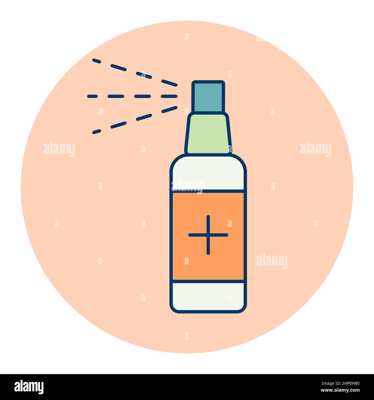 Spray désinfectant antibactérien, icône vectorielle isolée de l'assainisseur pour les mains. Coronavirus. Symbole graphique pour la conception de sites Web médicaux et d'applications, le logo, l'application, l'interface utilisateur Banque D'Images