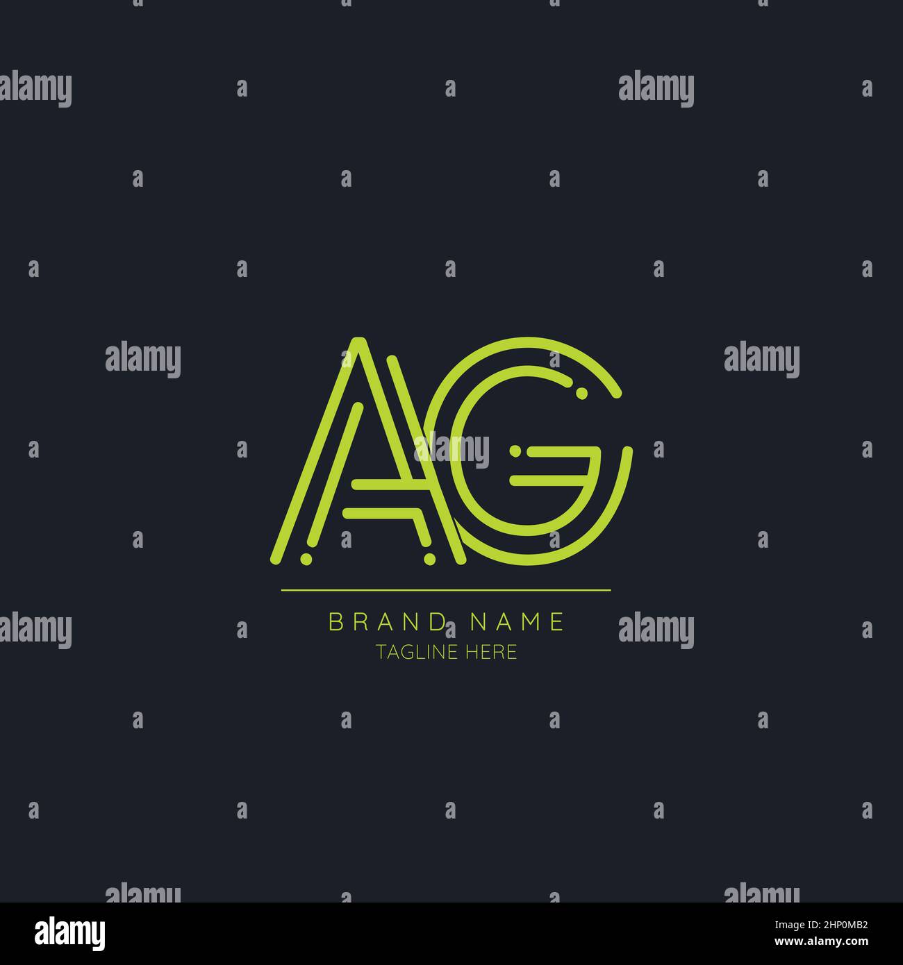 Lettre initiale minimale de l'alphabet logo icône AG Illustration de Vecteur