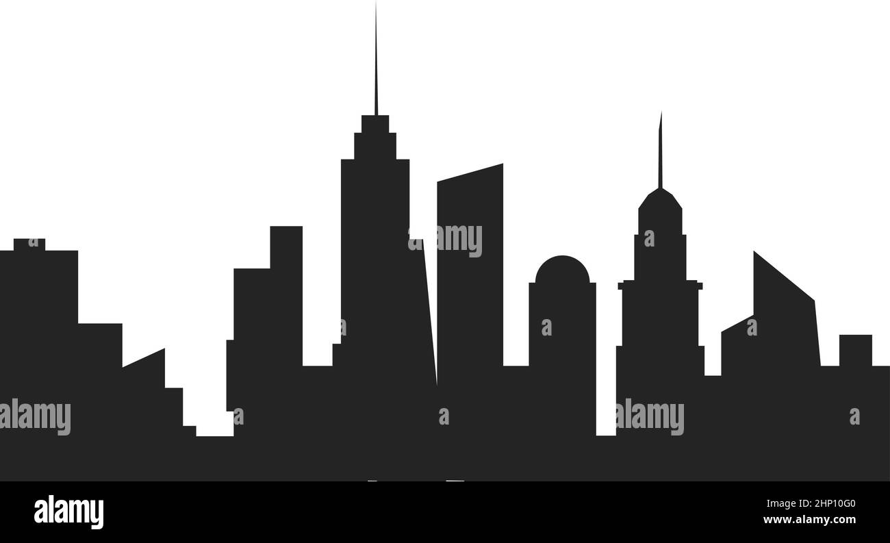 Horizon de la ville. Silhouette noire des bâtiments. Paysage urbain Illustration de Vecteur