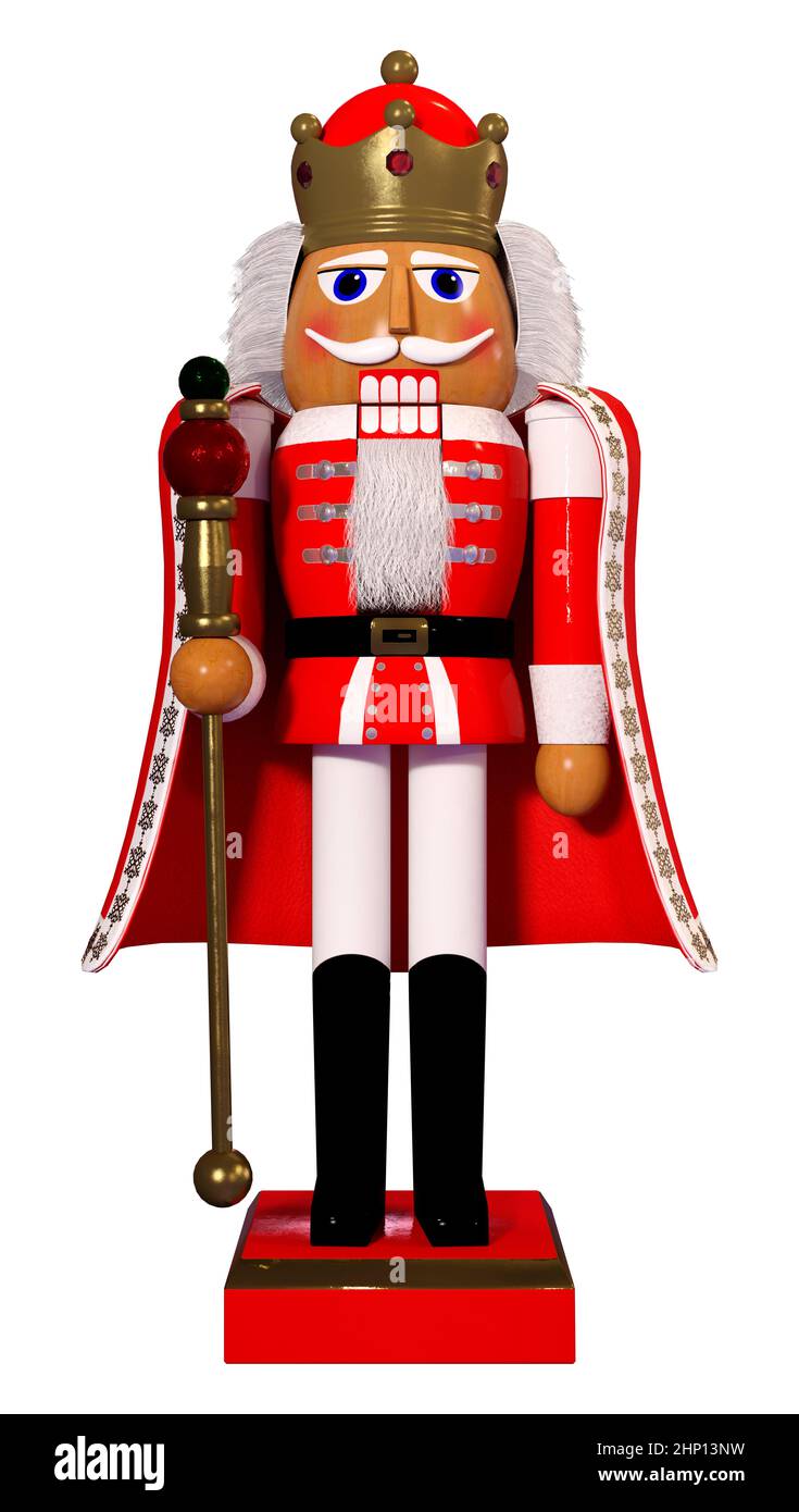 Rendu 3D d'un casse-noisette Santa isolé sur fond blanc Banque D'Images