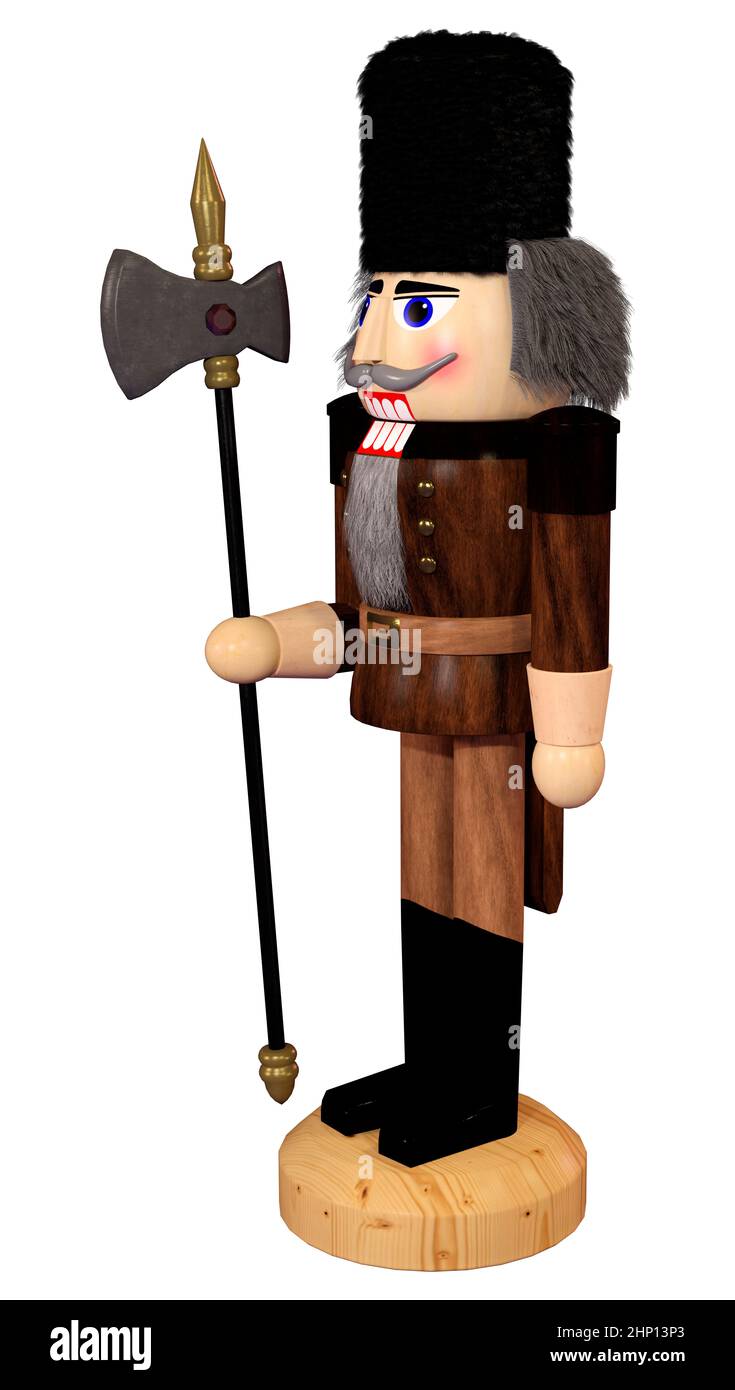 Rendu 3D d'une poupée de casse-noisette isolée sur fond blanc Banque D'Images