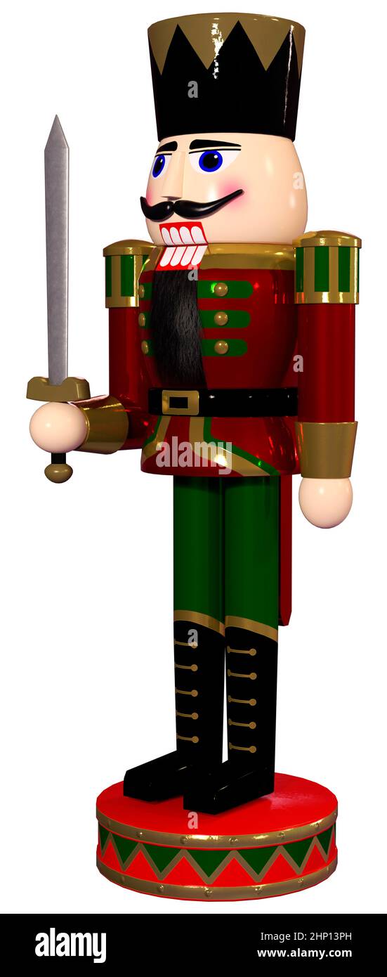 Rendu 3D d'une poupée de casse-noisette isolée sur fond blanc Banque D'Images