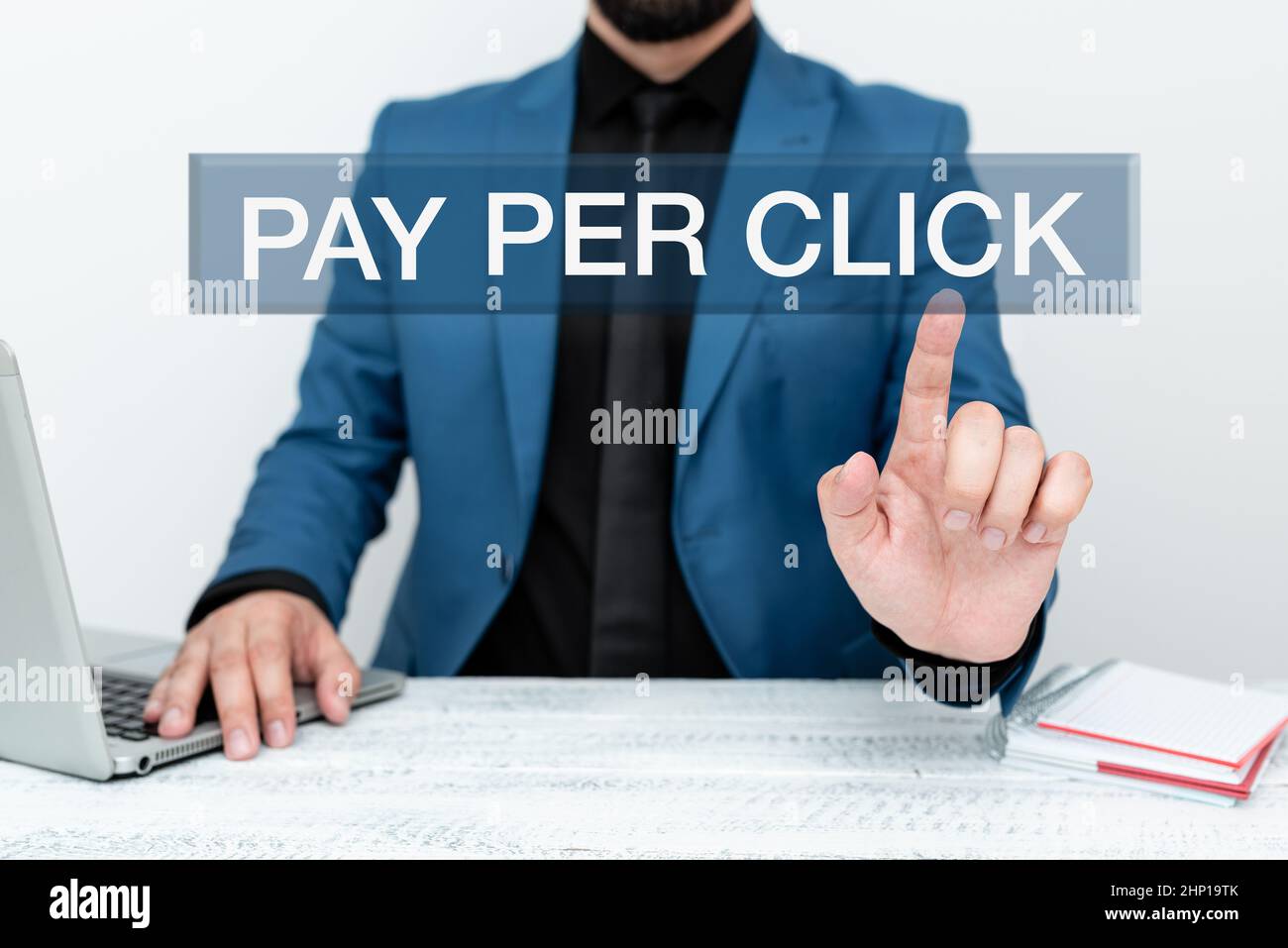 Signature manuscrite Pay Per Click, Business Idea Internet marketing dans lequel le paiement est basé sur des clics Bureau distant travail en ligne présentant Busi Banque D'Images