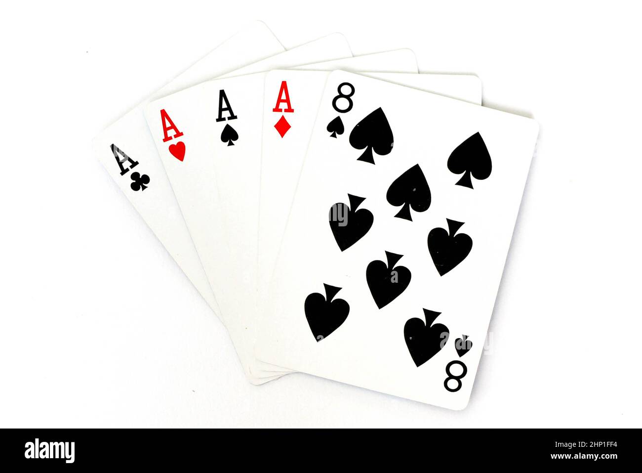 Main de poker - jeu de cartes - quatre d'un genre Banque D'Images
