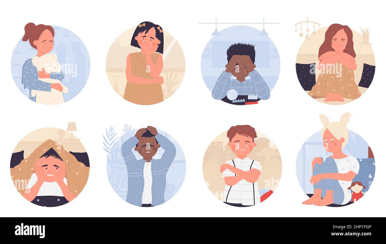 les-enfants-tristes-pleurent-dans-l-illustration-vectorielle-de-l