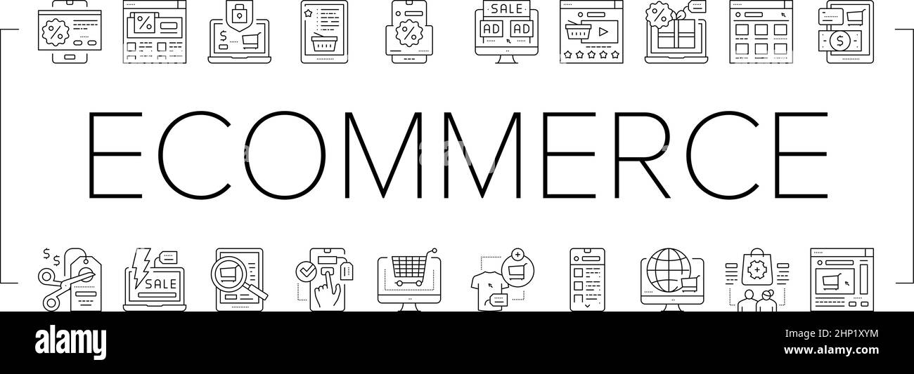 ECommerce et Online Shopping icônes Set Vector . Illustration de Vecteur ECommerce et Online Shopping icônes Set Vector . Illustration de Vecteur