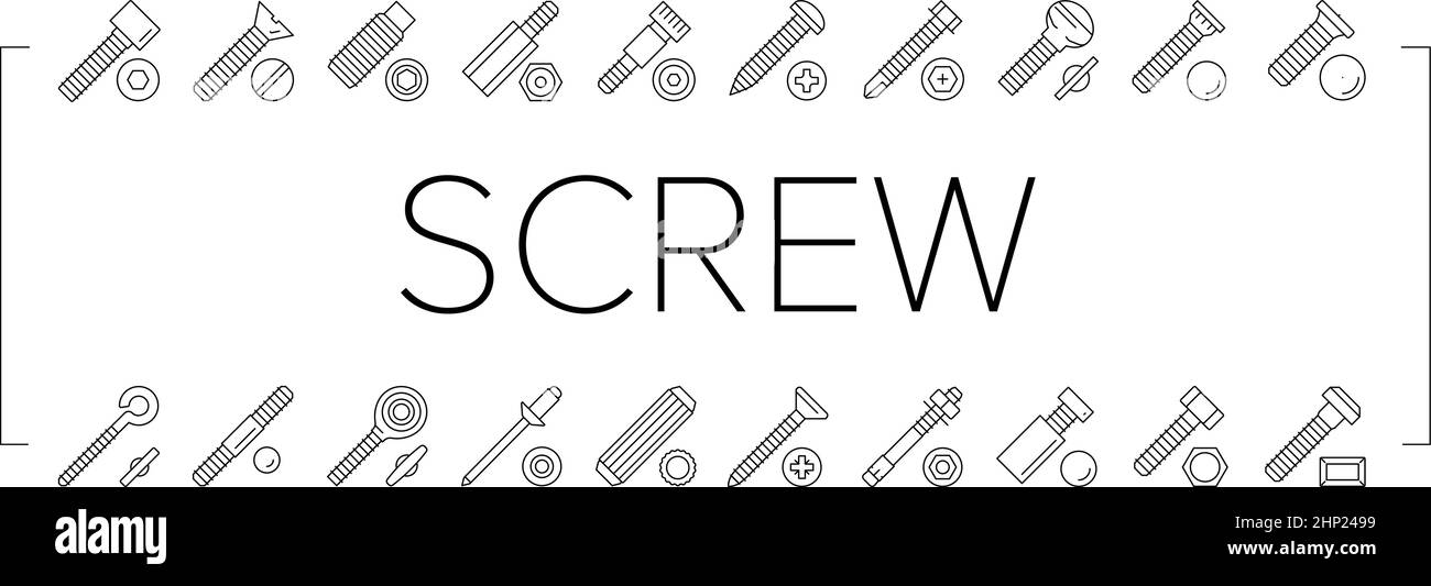 Vecteur de jeu d'icônes d'accessoires de construction à vis et à boulons . Illustration de Vecteur