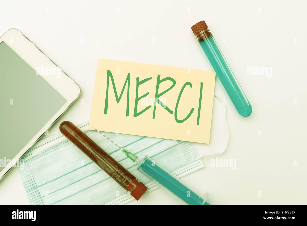 Légende de texte présentant Merci, mot pour ce qui est dit ou réponse quand quelqu'un vous aide en France Merci d'envoyer un message de sensibilisation au virus, Résumé Banque D'Images