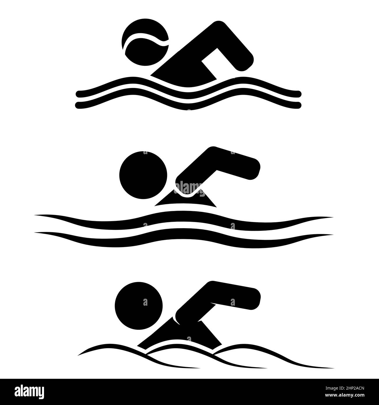 Ensemble d'icônes de natation pour homme. Informations sur l'eau de baignade en été. Illustration de l'élément de conception du logo Banque D'Images