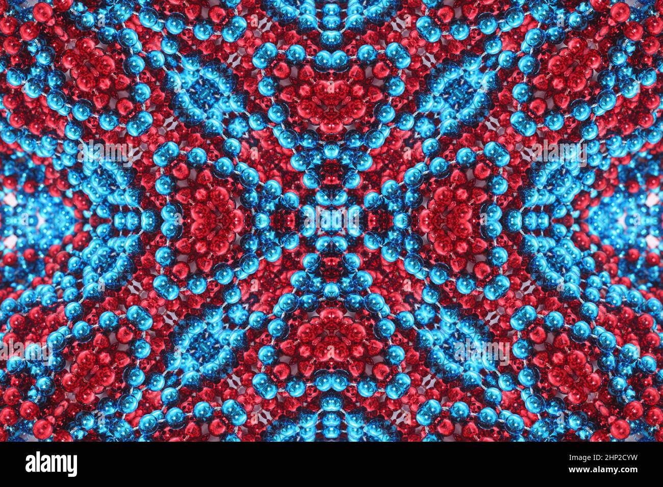 Arrière-plan abstrait à perles rouges et bleues Banque D'Images