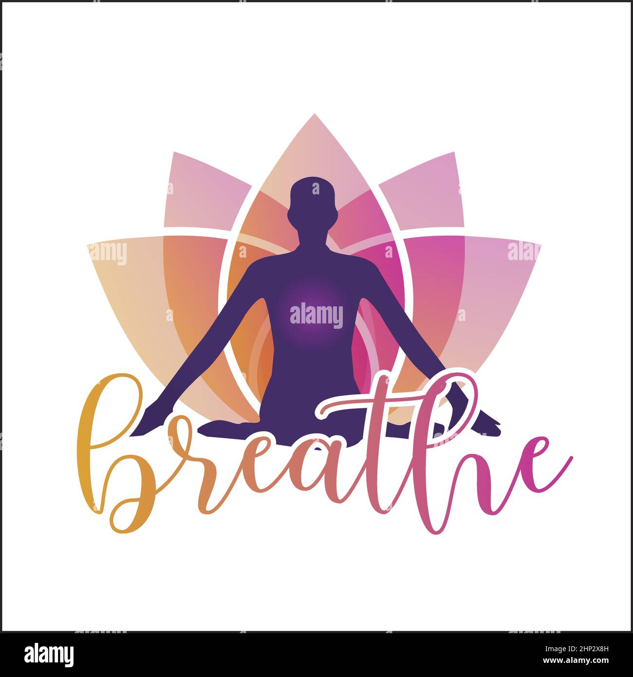 Méditation et respiration spirituelle éveiller silhouette en rose Illustration de Vecteur