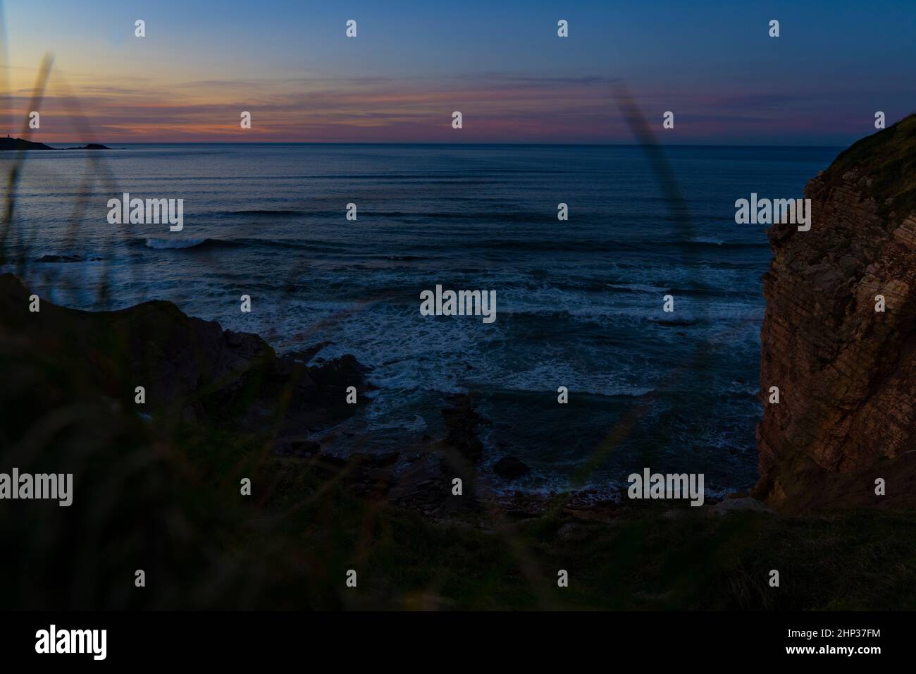 Pointe Sainte-Anne, la Corniche, côte pays Basque. Le Cornich, sur la côte basque, France Banque D'Images