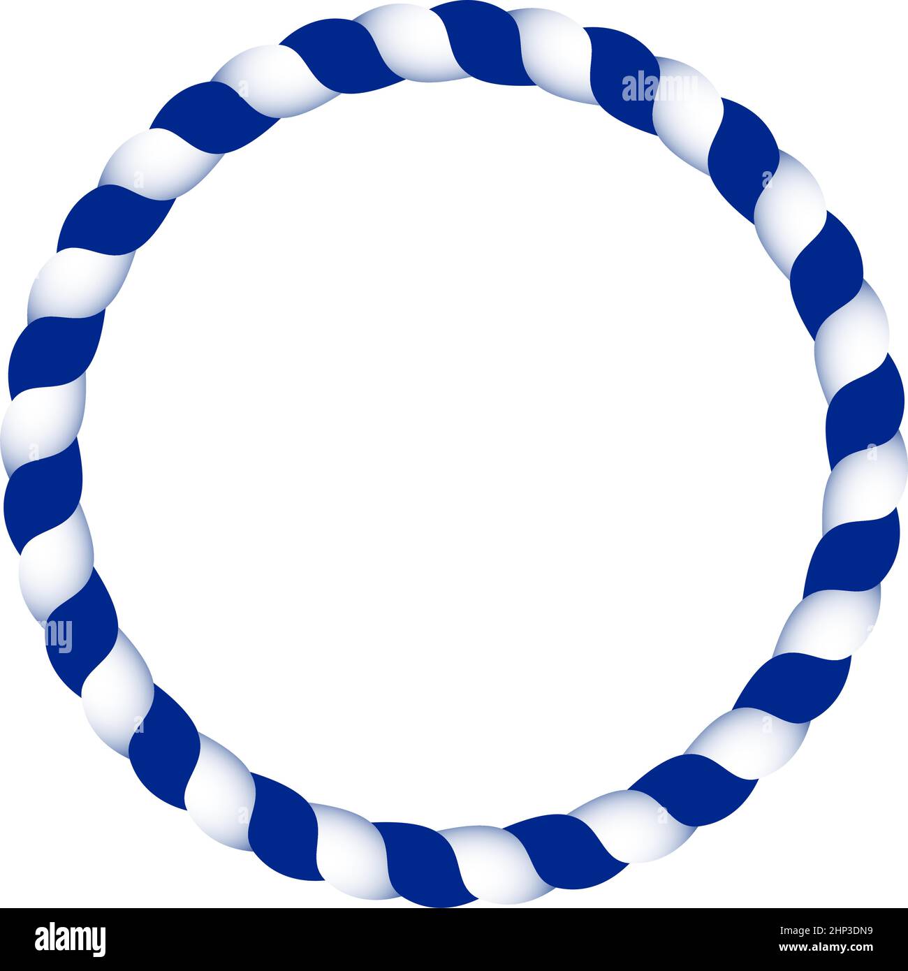 Cordon nautique ou bordure de corde en dégradé bleu et blanc comme vecteur sur un fond blanc isolé. Illustration de Vecteur