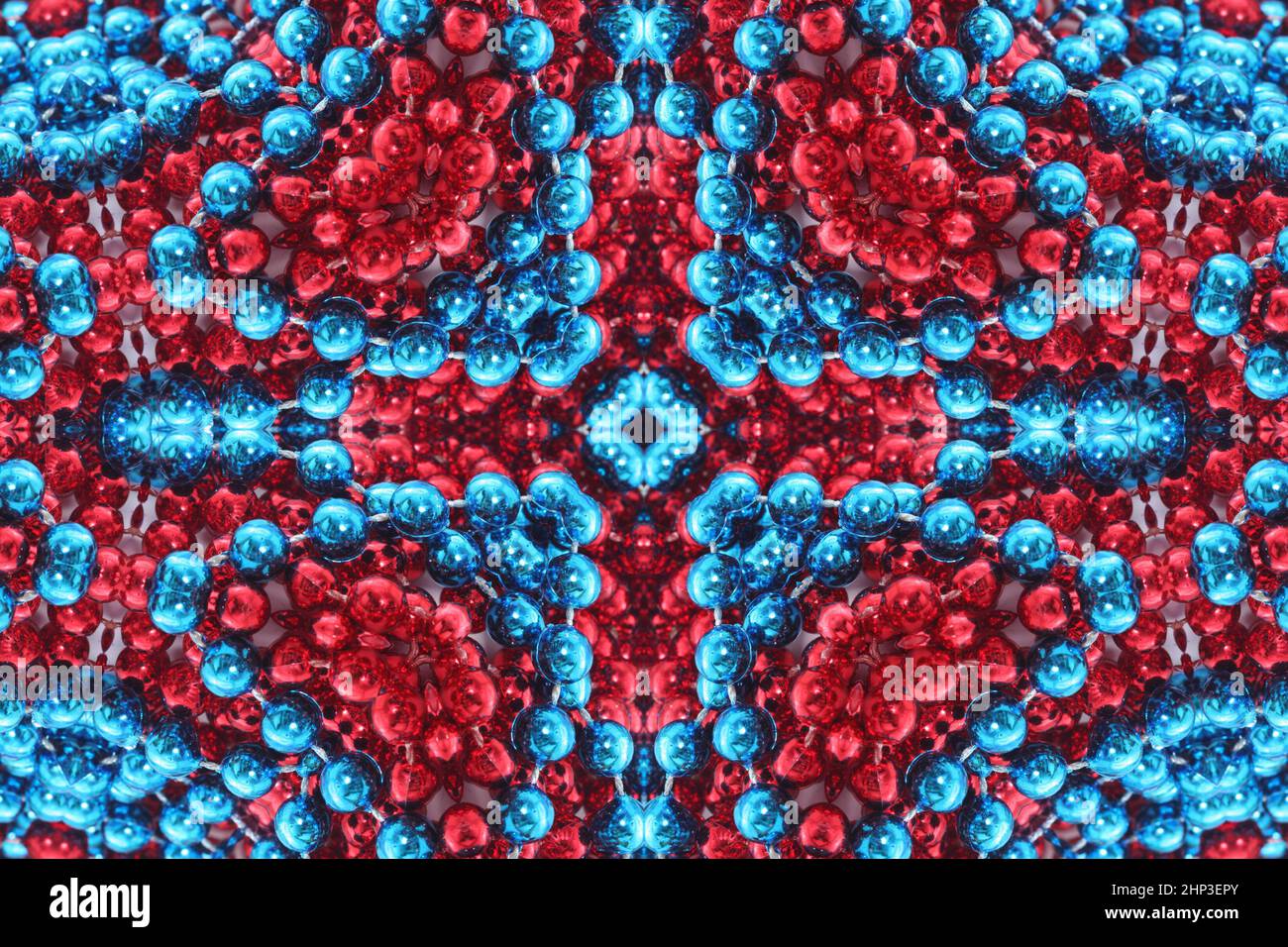 Arrière-plan abstrait à perles rouges et bleues Banque D'Images