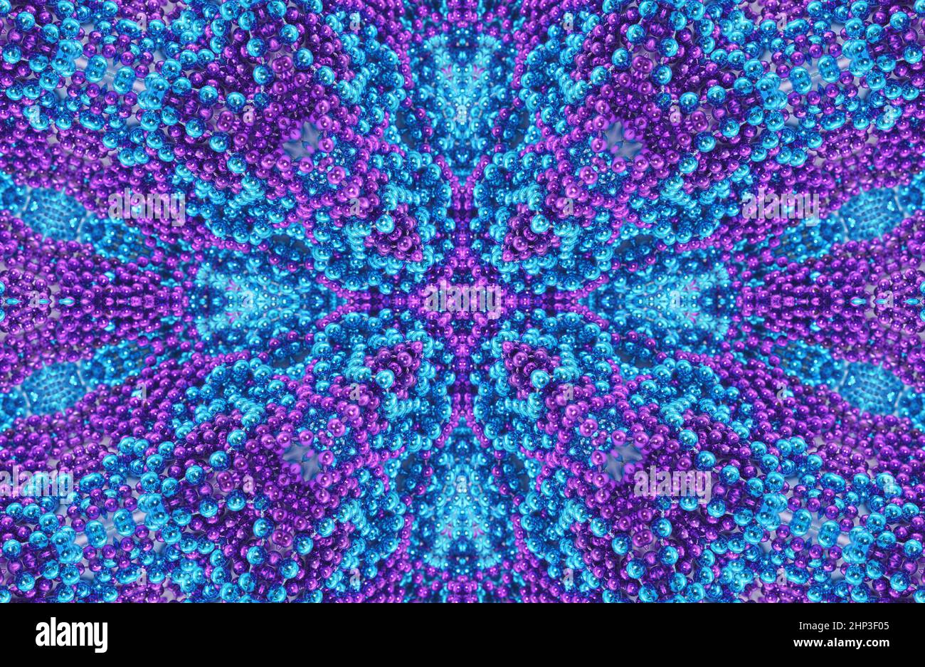 Arrière-plan de Kaleidoscope à perles abstraites et violettes Banque D'Images
