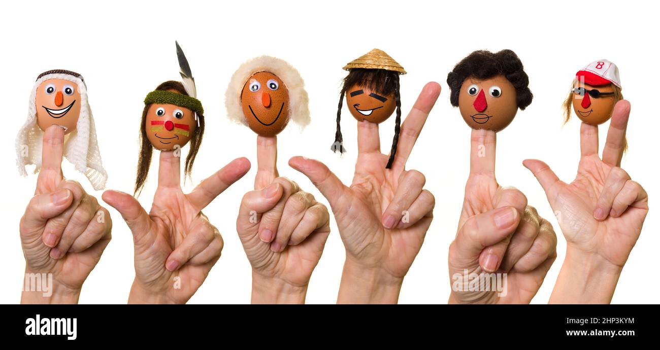 Chiffres bizarres représentant les différentes races dans le monde Banque D'Images