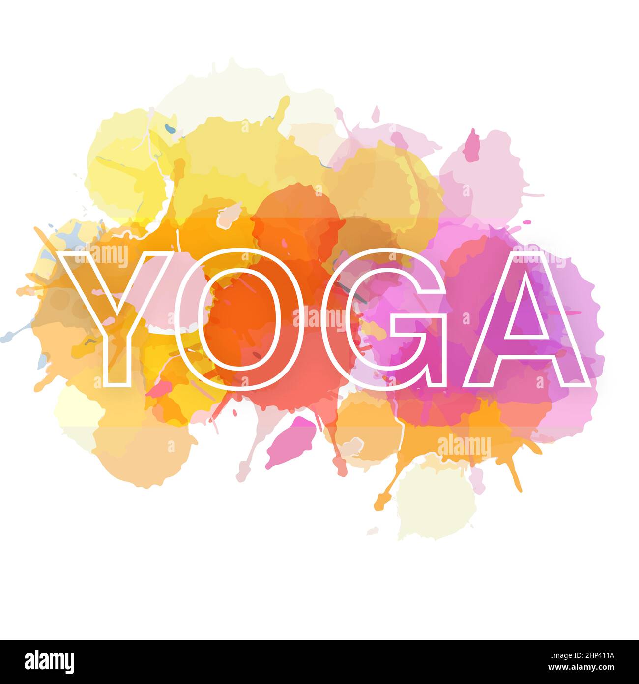 Typographie De Yoga Citation Courte Dans La Peinture Aquarelle Coloree Eclaboussures Chaud Arrangement Image Vectorielle Stock Alamy