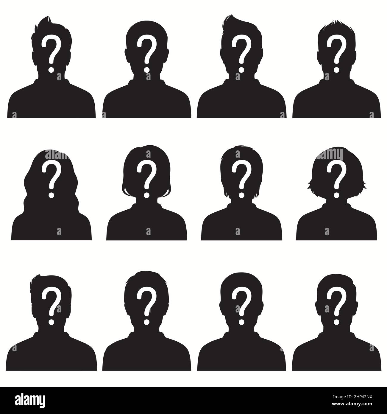 illustration vectorielle d'une personne manquante, graphique recherché affiche, homme anonyme perdu Banque D'Images