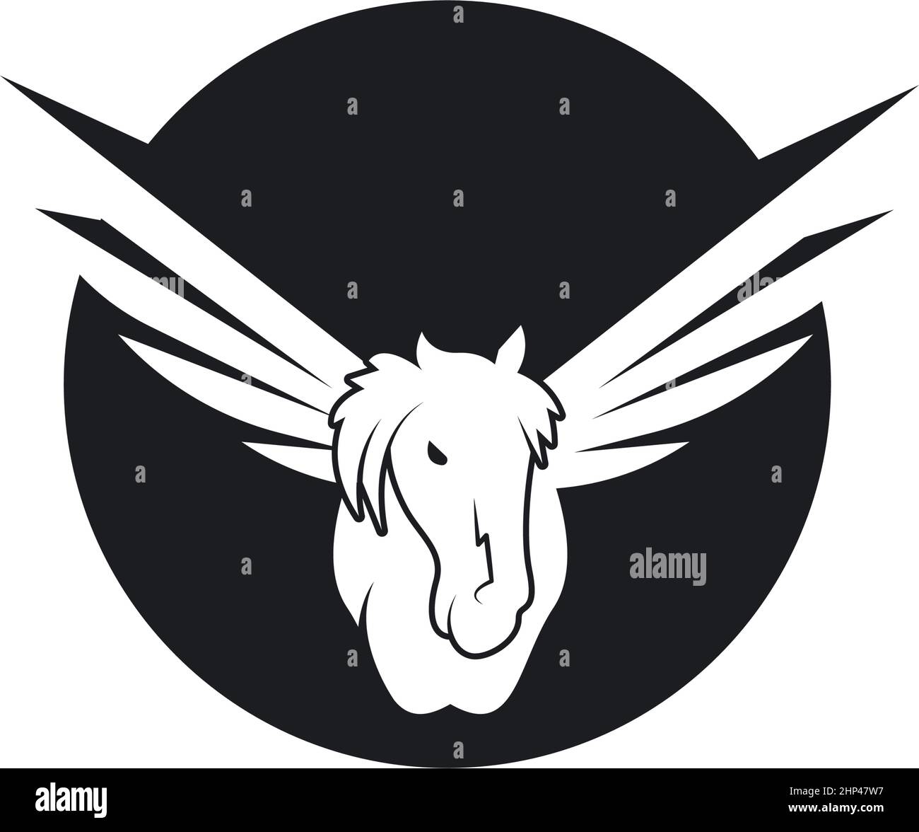 Illustration du modèle d'icône vecteur Pegasus unicorn avec ailes Illustration de Vecteur
