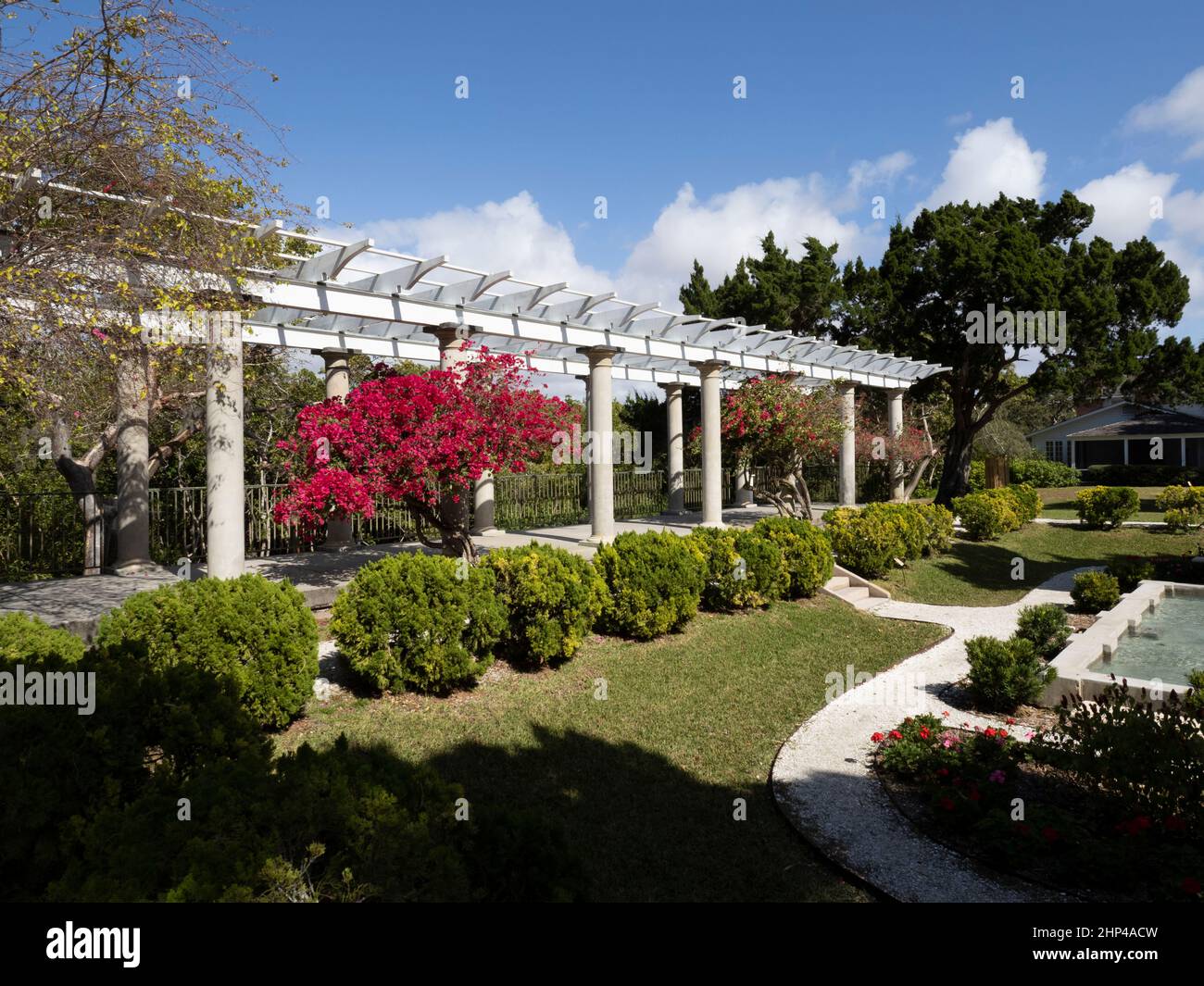 Sunken Garden and Pergola at Selby Gardens Musée historique de Spanish point et complexe environnemental à Osprey, Floride. ÉTATS-UNIS Banque D'Images