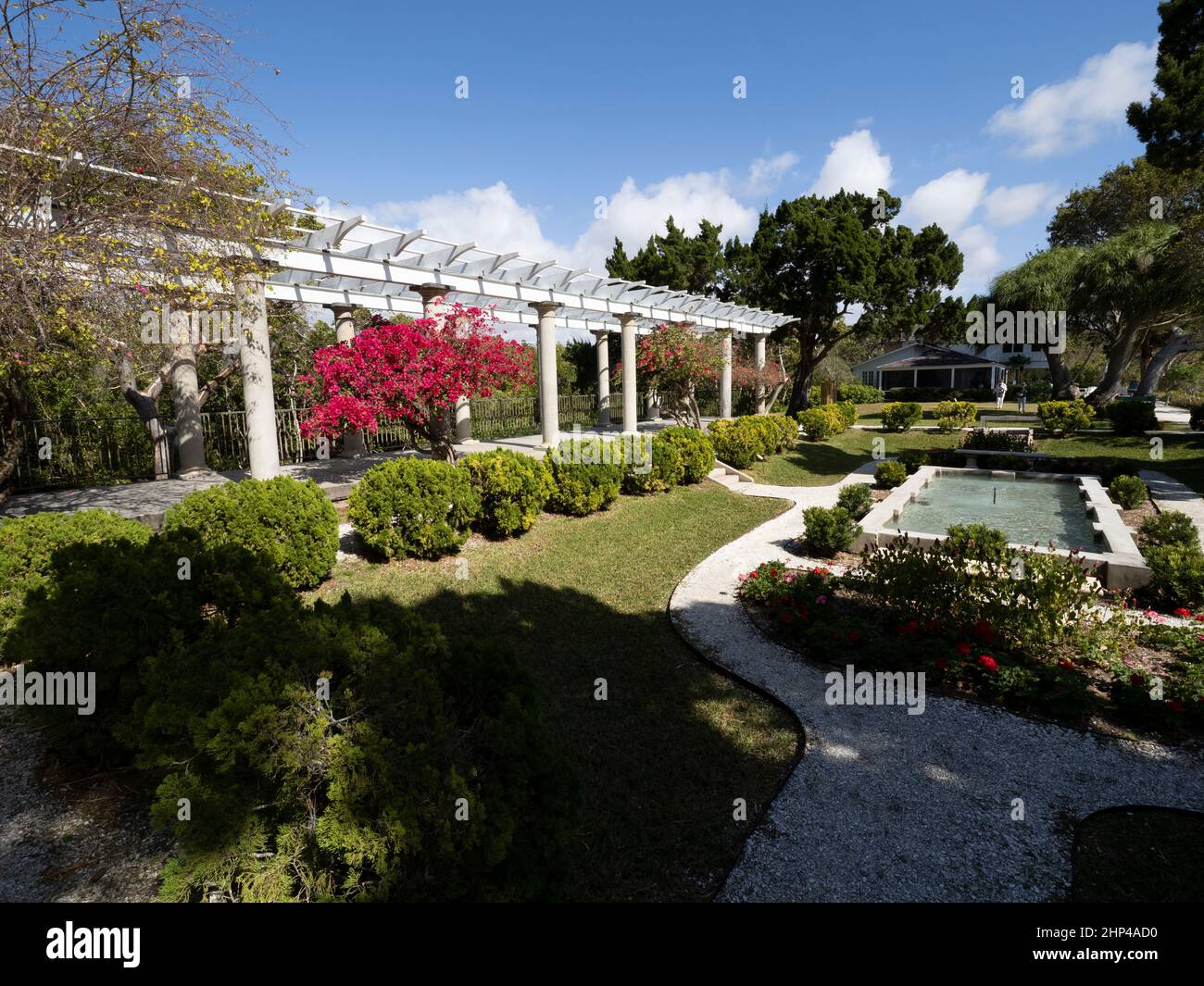 Sunken Garden and Pergola at Selby Gardens Musée historique de Spanish point et complexe environnemental à Osprey, Floride. ÉTATS-UNIS Banque D'Images