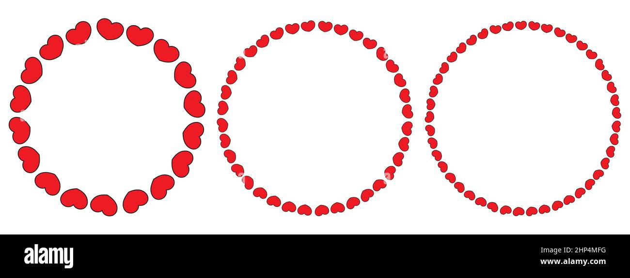 Cadre ou bordure circulaire du symbole de coeur.Illustration vectorielle isolée sur blanc. Illustration de Vecteur