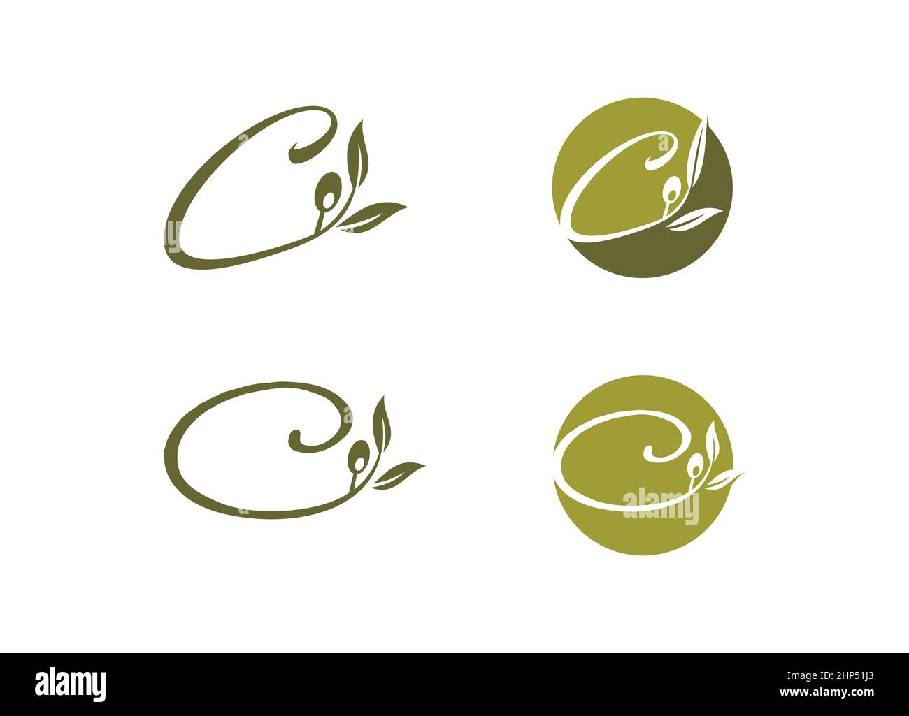 Monogramme olive logo lettre C Illustration de Vecteur