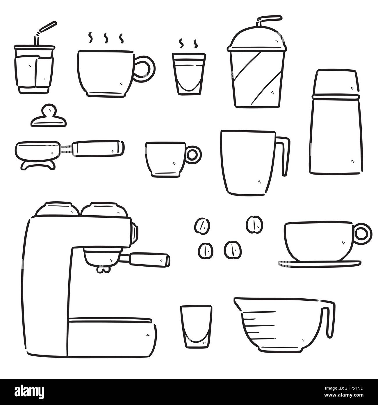 ensemble vectoriel de dessin animé de café Illustration de Vecteur ensemble vectoriel de dessin animé de café Illustration de Vecteur