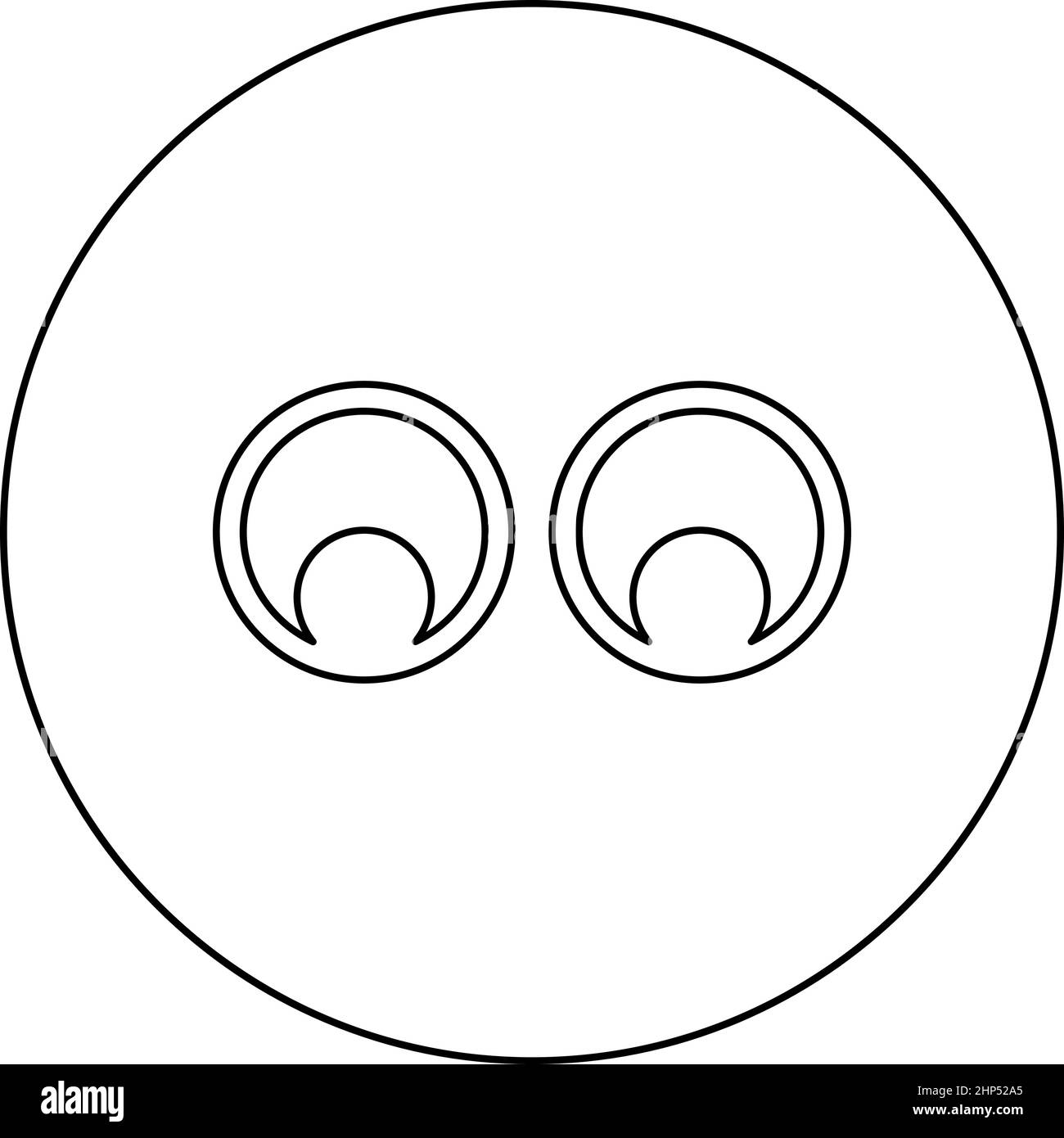 Eyes look concept deux paires Eye View icon in circle rond noir couleur vecteur illustration image de style de contour plein Illustration de Vecteur