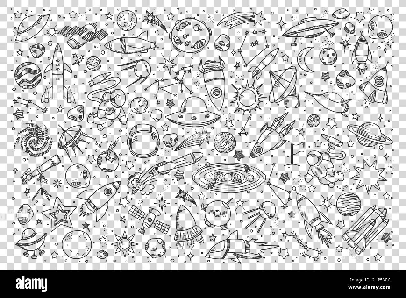 Jeu doodle Espace Illustration de Vecteur