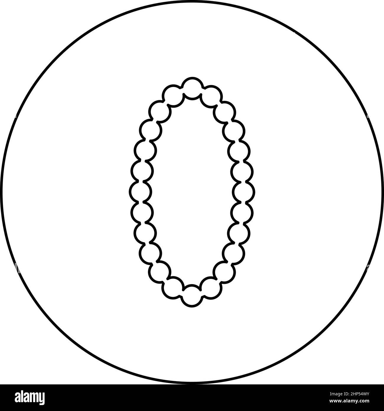 Collier perle bijoux avec perle Bijouterie décoration icône en cercle rond noir couleur vecteur illustration image de style Uni contour Illustration de Vecteur