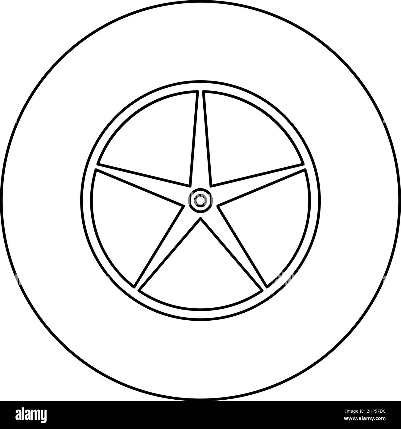 Poulie à gorge pour machine à laver le moteur icône en forme de croix en cercle rond noir illustration vectorielle pleine image de style Illustration de Vecteur