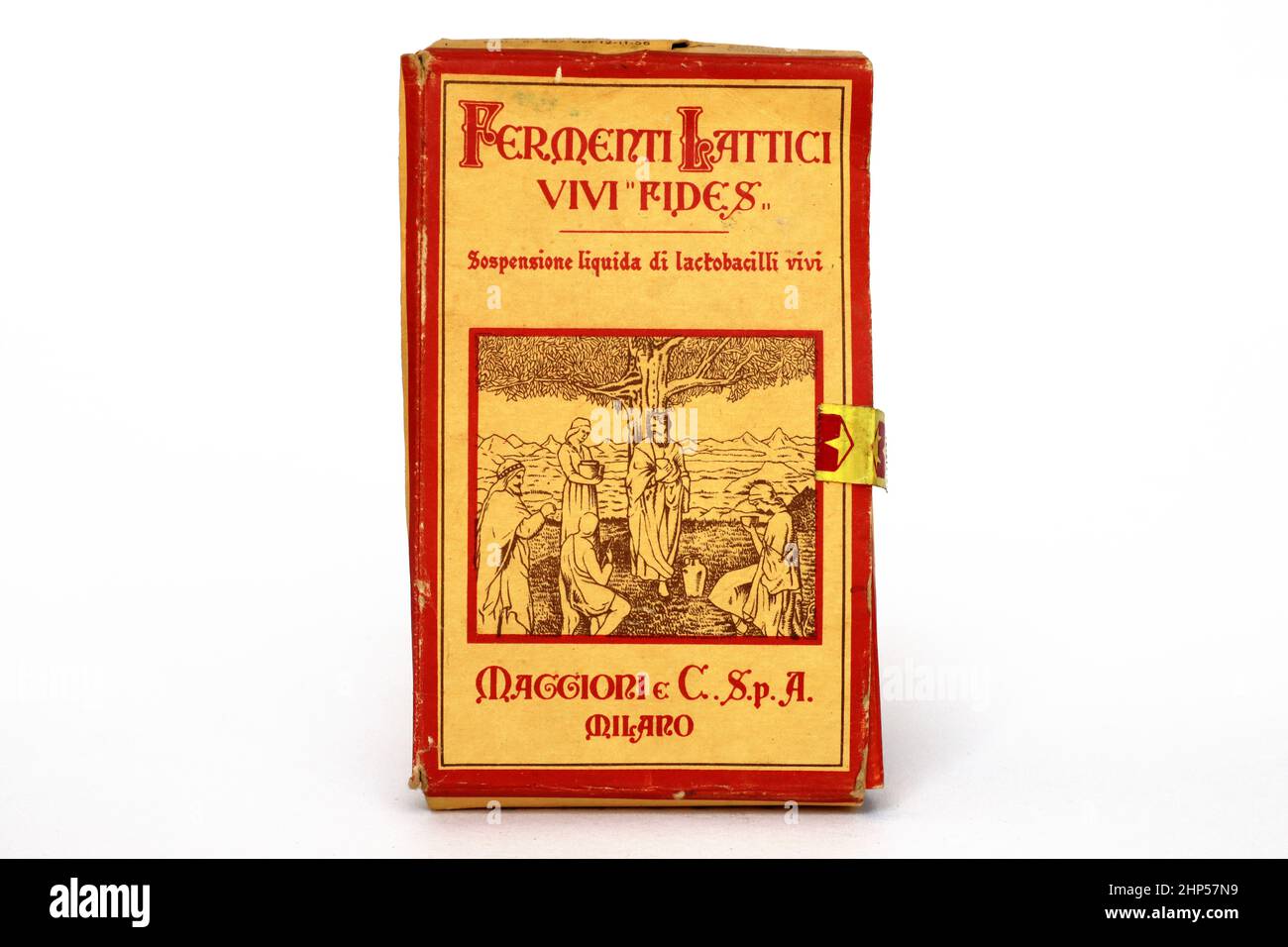 Vintage 1964 FIDES bactéries de l'acide lactique Probiotique, LACTOBACILLUS CASEI. Fabriqué en Italie par MAGGIONI et C. S.p.A. - Milan Banque D'Images