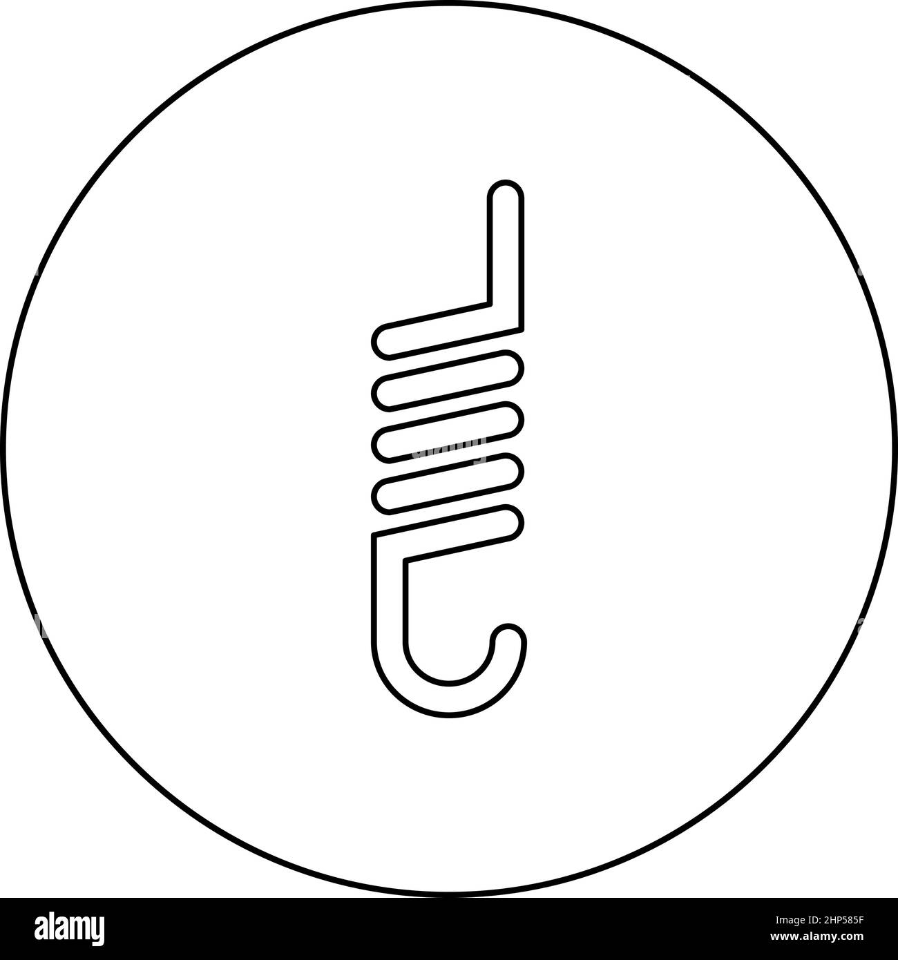 Ressort avec forme en spirale crochet icône en cercle rond noir vecteur couleur illustration image de style de contour plein Illustration de Vecteur