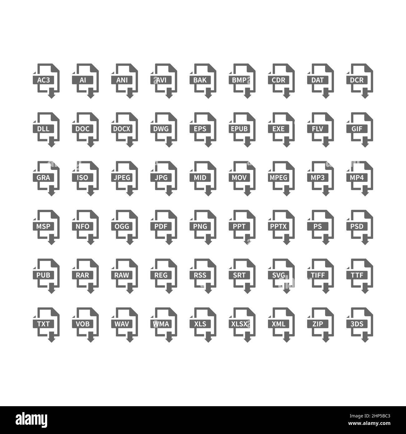 Icônes de vecteur de téléchargement de type de fichier Illustration de Vecteur