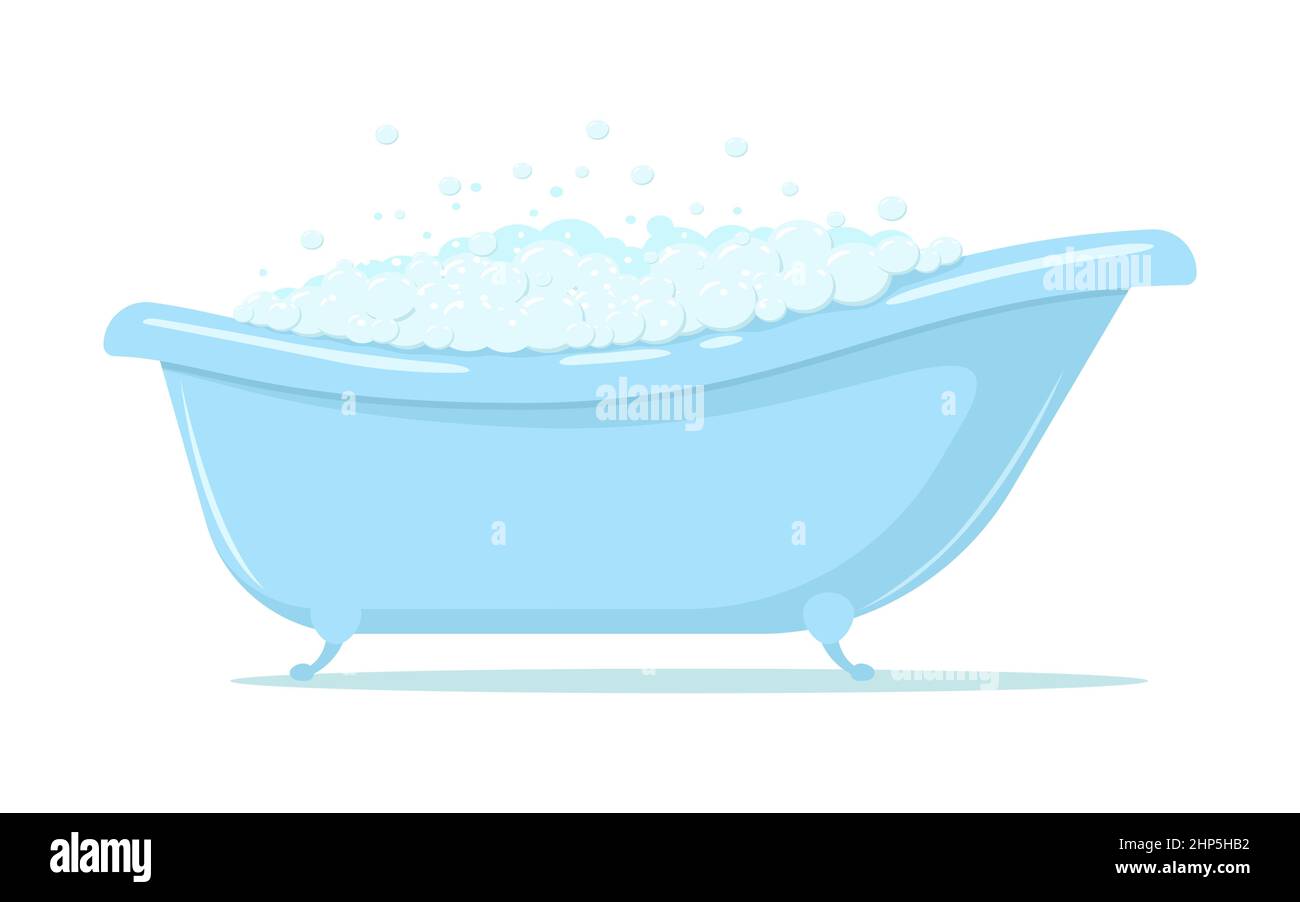 Bain avec mousse de savon. Illustration vectorielle d'une baignoire de  dessin animé pleine de mousse de savon bleue isolée sur un fond blanc Image  Vectorielle Stock - Alamy